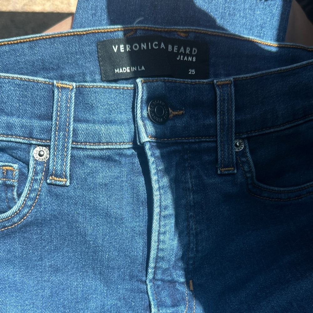Veronica Beard High-Rise Slim Straight Ryleigh Bright  Blue Denim Jeans Sz 25